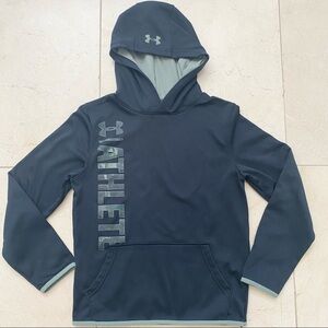 Under Armour Black and Green Hoodie Sweatshirt Youth Large